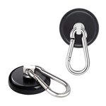 Ant Mag Magnetic Hooks 140LBS Heavy Duty Neodymium Magnet with Swiveling Carabiner Magnet Snap Hook for Indoor/Outdoor Hanging Bag Kitchen Garage Magnet Type Cruise Ship Magnetic hook (2 Pack Black)