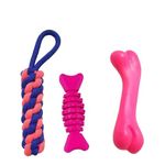 emily pets Puppies Teething Chew Toys for Boredom, Pet Dog Chew Toys with Rope Toys, Dog Squeaky Toy for Puppy and Small Dogs (Pack of 3, Color May Vary)