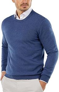 COOFANDY Men's Crew Neck Sweater Slim Fit Lightweight Sweatshirts Knitted Pullover for Casual Or Dressy Wear Blue