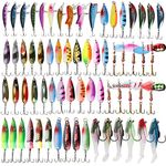 Bass Spinnerbait Fishing Lures Kit Trout Spinners Metal Spoon Lures with Treble Hooks Spinner Bait for Trout Bass Walleye Salmon Fishing Tackle Kit