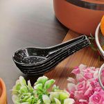 Vemlons Soup Spoons/Soup Spoon Melamine Set of 6 Microwave Safe-Pack of 6/Soup Spoon, Spoon Set(14cm)(Black..