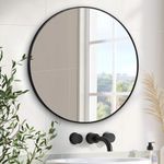 Americanflat 20" Round Mirror - Hanging Mirror with Aluminum Frame - Modern Mirror for Bathroom, Bedroom, Living Room - Mirrors for Wall Display and Home Decor - Black