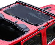 Sunshade for 2018-2023 Jeep Wrangler JL JLU 2 Door 4 Door Front Mesh Sun Shade JL Sunshade Bikini Soft Top Roof Cover Net Accessories, Blocks UV, Wind, Noise, Black