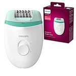 Philips Satinelle Essential Epilator, Corded, Compact Hair Removal, BRE224/00 White & Green