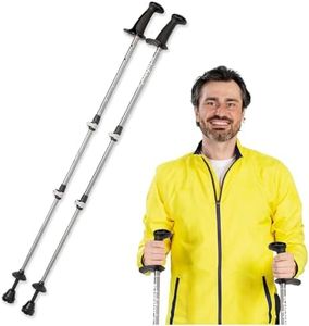Urban Poling ACTIVATOR2®, Dark Gray/Cyan, 1 Pair – For Users Up to 6’4" – Lightweight, Aluminum Nordic Walking Sticks – Collapsible & Adjustable Hiking Gear – Ergonomic Rubber Grip, Carbide Metal Tip,