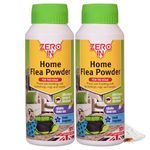 Zero In Home Flea Powder - Flea Treatment for House, Kills Fleas & Larvae, Absorbs Odours - Carpets, Rugs, Furniture & Pet Bedding – Fresh Aroma, 10m² Coverage, Wood Floor Safe - 300g x 2 Multi-Pack