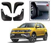 DS ENTERPRISE Plastic Mud Flaps for Volkswagen Taigun All Models - Black Color (Pack of 4)