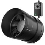 Hon&Guan 6 Inch Inline Booster Duct Fan with Speed Controller - 345 CFM Airflow with 19.2W Ultra-Low Power and Low Noise