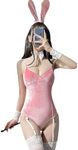 Pratiharye Wool Blend Bunny Costume - Rabbit Outfit - Naughty Lovely - Cosplay Costumes for Women - Bunny Bodysuit - Roleplay Lingerie for Women - pink-L