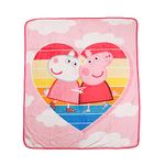 Peppa Pig Kids Fleece Blanket EXPRESSIONS Throw for Toddlers Teens, All Season Super Soft Comfy Flannel Blanket, Best Gifts for Boys and Girls, Pink Clouds 50x60 inches (Official Peppa Pig Product)