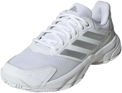 adidas Women's Courtjam Control 3 Tennis Sneaker, White/Silver Metallic/Grey, 8