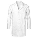 White Medical Lab Coat - Unisex Men & Women Hygiene Food Industry Warehouse - Thin Long-Sleeved Laboratory Coat for Doctors, Nurses, Pharmacist, Physician, Surgeon, Students, Technician (Large)