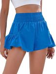 BMJL Womens High Waisted Shorts Athletic Running Shorts Workout Gym Quick Dry Flowy Shorts with Pockets(S,Royal Blue)