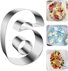 ZADE 8 Inch 304 Stainless Steel Large Size Number Cake Mousse Mold Number 6 Tiramisu Cheesecake Mold Cookie Cutter Bakeware 3D Cake Baking Pan for Birthday and Baking, Party