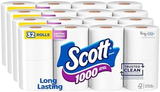 Scott 1000 Trusted Clean Toilet Paper, 32 Rolls, Septic-Safe, 1-Ply Toilet Tissue