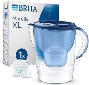 BRITA Water Filter Jug Marella Blue (3.5L) incl. 1 MAXTRA PRO All-in-1 cartridge - large-volume jug with digital LTI & Flip-Lid reduces chlorine, limescale & impurities.