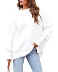 Basicspace Women’s Oversized Sweaters Casual Cute Sweater Winter Warm Chunky Crewneck Batwing Sleeve Knit Pullover Outerwear(X-Large,Pure White)