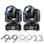 2Pack LED Moving Head Light Mini 30W DJ Moving Head GOBO Light with 8 Gobos and 8 Colors, DMX and Voice Controlled Stage Strobe Spotlight for Wedding, DJ, Party,Club,Disco,Beam Lights