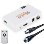 HDMI to Coaxial RF Converter for Old TV - HDMI in Coax Out Transmitter Box with F Type Male to PLA 9.5mm Coaxial Cable & Remote Control Zoom 1080P Input Analog Signal Coax Output RF Modulator Adapter