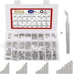 Rrina 360Pcs 304 Stainless Steel Dowel Pin Shelf Support Peg Pin Rod Fasten Elements Assortment Kit, 24 Sizes M2 M3 M4 M5