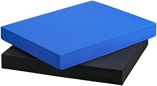 Deekin 2 Pcs Foam Balance Pad Non Slip Stability Trainer Pad Rectangle Balance Board Exercise Pad Cushion for Women Men Dancing Balance Training Workouts Yoga Physical Therapy, Black and Dark Blue