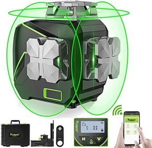 Huepar Green 3D Laser Level With LCD Screen - 3x360° Bluetooth Connected Cross Line Tool - 360° Horizontal/Vertical Lines - Remote Control & Hard Carry Case S03CG