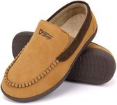 V.Step Mens Orthopedic Moccasin Slippers with Arch Support for Plantar Fasciitis Pain Relief Indoor Outdoor Anti Skid House Shoes Wide Comfy, Beige M10