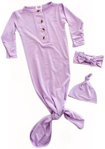 Stroller Society Baby Gowns, Newborn Baby Girl Gown, Knotted Gown Baby Newborn, Baby Girl, Purple Newborn Outfit, Lavender