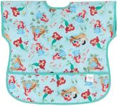 Bumkins Disney Short Sleeve Bib for Girl or Boy, Toddler and Kids for 1-3 Years, Large Size, Essential Must Have for Junior Children, Eating, Mess Saving Soft Fabric Apron for Play, Ariel