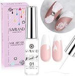 Saviland Painted Gel Nail Polish - 8g White Gel Liner Nail Art Gel Polish Basic Color Soak Off U V LED French Manicure Gel Polish Starter Gel for Swirl Nails Home DIY Nail Salon
