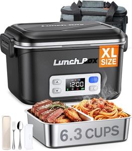 Cordless Electric Lunch Box Rechargeable, 1.5L Heated Lunch Box Cordless for Men & Adults - 27000mAh Portable Self-Heating Food Warmer with Insulated Bag, Stainless Steel Leakproof, 220°F, Black
