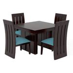 SONA ART & CRAFTS Modern Furniture Solid Sheesham Wood 4 Seater Dining Table Set Dining Table with 4 Cushion Chairs Dinner Table Set for Dinning Room Home,Hotel and Office (Dark Walnut)