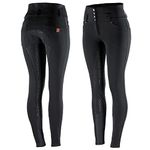 HORZE Women's Tara High Waist Silicone Full Seat Horse Riding Breeches, Black, 26