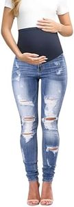Maternity Jeans Over The Belly Slim Stretch Maternity Pants Casual Maternity Work Pants Light Blue