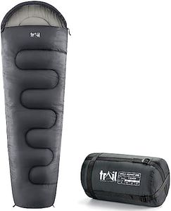 Trail Sac de Couchage Adulte Momie, Duvet 1 Personne pour 3 Saisons, Sac de Couchage Compact de 300 GSM pour Camping avec Poches et Sac de Compression (Charbon)