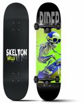 Jaspo Experts 26" x 7.5" Canadian Maple Premium Skateboard for Junior Riders with Fibre Trucks and PU Wheels (Black Colour UV Print Design)