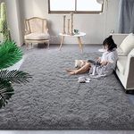 DweIke Super Soft Shaggy Rugs Fluffy Carpets/Area Rug for Living Room Bedroom Girls Kids Room Nursery Home Decor, Non-Slip Plush Indoor Floor Bedside Rug, 4x6 Feet Grey