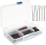 Okuna Outpost 360 Pack 2 Inch Hair Pins with Clear Holder, Bulk Set of Bobby Pins in 2 Styles and 4 Colors