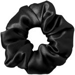 LILYSILK 100% Pure Silk Scrunchies Hair Elastic for Women Girls Hair Ties Ponytail Holder No Crease Gentle for Hair 1 Piece, Black