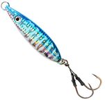 Calissa Offshore Tackle Fast Fall Jig 80g 150g 250g 300LBS Assist Hooks 3/0 Butterfly - Vertical Jig Speed Lure Slow Pitch Fall, (Blue Mackerel, 80g)