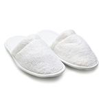 Arus Men's Turkish Terry Cotton Cloth Spa Slippers, One Size Fits Most, White with Black Sole