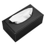 BTSKY PU Leather Tissue Box Cover - Rectangular Tissue Box Holder,Napkin Holder for Table Facial Tissue Holder Case Tissue Paper Dispenser for Home Office Car Automotive Decoration Gift(Black)