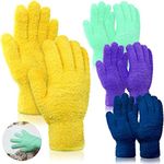 4 Pairs Microfiber Auto Dusting Cleaning Gloves Washable Cleaning Mittens for Kitchen House Cleaning Cars Trucks Mirrors Lamps Blinds Dusting Cleaning (Green, Dark Blue, Yellow, Purple)