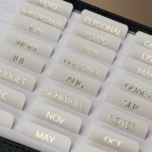 UPAFEXXI-Laminated Planner Monthly Tabs(72 Stickers in Total,24 Month,24 Subject,24 Blank) Calendar Monthly Label Stickers for Planners, Subject Label Adhesive Tabs for Folders, Pages(Cream)