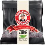 Uncle Joe's Throat and Chest Lozenges in a convenient 70g bag. Natural relief for sore throats and congestion, free from artificial flavors or colors.