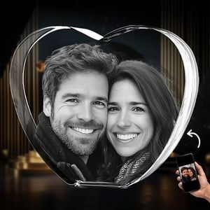 CAPTUR3D 3D Crystal Photo, Valentines Day Customized Gifts for Women, Mom, Wife, Men, 3D Laser Etched Crystal Heart, Custom Glass Picture with Your Own Photo, Birthday Anniversary Memorial Gift