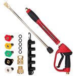 Hourleey Pressure Washer Gun, Red High Power Washer Gun Parts for Power Washer with Replacement Wand Extension, 5 Nozzle Tips, M22 Fittings, 40 Inch, 5000 PSI