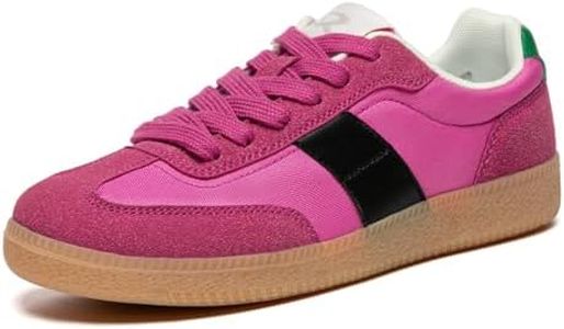 Rihero Women's Fashion Sneakers Classic Tennis Shoes Casual Lace-Up Walking Shoes Pink Size 6.5