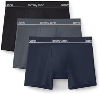 Tommy John Men's Essential Luxe Viscose Derived from Bamboo 4" Trunk Underwear, 3-Pack, Black/Turbulence/Dress Blues, XL