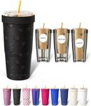 Frost Buddy Togo Buddy 30 oz Stainless Steel Vacuum Insulated Tumbler To Go Coffee Cup – Iced Coffee Cups, Iced Coffee Sleeve, Travel Mug, Thermal Cup for Hot & Cold Drinks, Dunkin Cup (Black Floral)